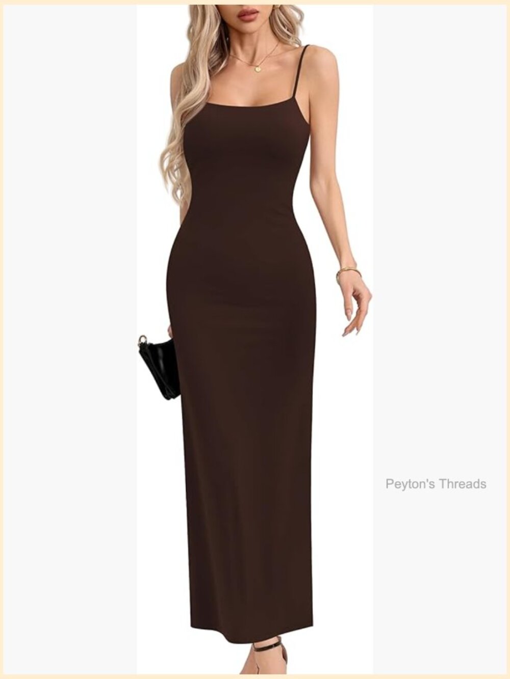 Double Lined Cami Maxi Dress Sleeveless Spaghetti Strap Slim Fit Party Long - Picture 1 of 6